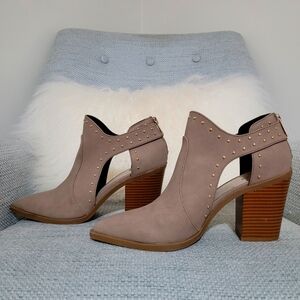 Mix No. 6 Taupe Cutout Studded Block Heel Booties